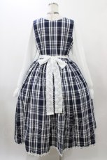 画像2: marcHenTica / チェックワンピース ハーフエルフ ネイビー H-25-12-19-1027-LO-OP-NS-ZH (2)
