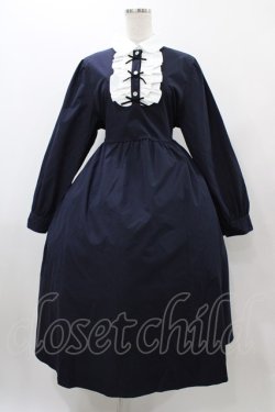 画像1: virally / 星名桜子/クラシックリボンワンピース LL ネイビー H-25-12-19-1029-0-OP-NS-ZH