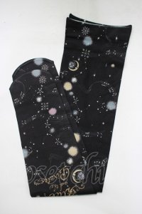 ALICE and the PIRATES / L’ecrin de votre gauche〜影絵の世界で紡ぐ歌〜柄プリントオーバーニーソックス  ブラック H-25-12-19-059-PA-ZA-NS-ZH