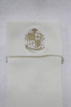 画像2: metamorphose / 折り返しエンブレム刺繍ハイソックス  オフ H-25-12-19-060-ME-ZA-NS-ZH