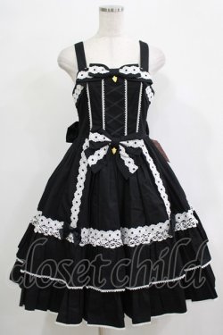 画像1: metamorphose / メアリーはしごレースジャンパースカート(無地) サイズ1 ブラック H-25-12-19-003-ME-OP-NS-ZH