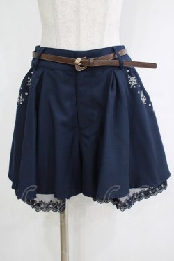 画像1: axes femme / ベルト付きフレアキュロット M ネイビー H-25-12-20-029-AX-PA-NS-ZH