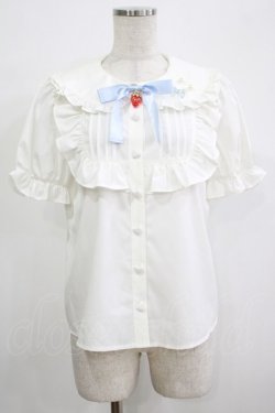 画像1: Ank Rouge / リボンストロベリーパフブラウス M オフ H-25-12-20-032-CA-BL-NS-ZH