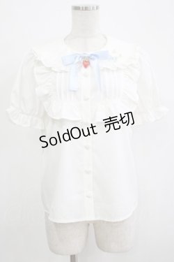 画像1: Ank Rouge / リボンストロベリーパフブラウス M オフ H-25-12-20-032-CA-BL-NS-ZH