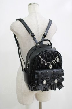 画像1: NOEMIE / チェーン付きキルティングリュック  ブラック H-25-12-20-051-LO-BG-NS-ZH