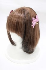 画像1: Amavel / ハートチャーム付ダブルリボンミニクリップ  ピンク H-25-12-20-065-CA-AC-NS-ZH (1)
