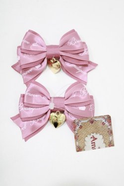 画像2: Amavel / ハートチャーム付ダブルリボンミニクリップ  ピンク H-25-12-20-065-CA-AC-NS-ZH