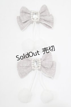 画像2: NOEMIE / ツイードリボンぽんぽんツインテールクリップ  ピンク H-25-12-20-068-LO-AC-NS-ZH