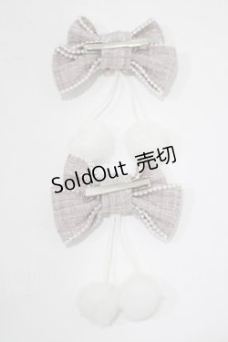 画像3: NOEMIE / ツイードリボンぽんぽんツインテールクリップ  ピンク H-25-12-20-068-LO-AC-NS-ZH