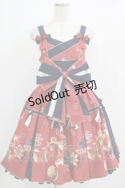 画像1: metamorphose / 乙女の白昼夢タックジャンパースカート Free 赤系 H-25-12-20-006-ME-OP-NS-ZH