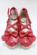 axes femme kawaii / スカラップ木底風シューズ S(22.5cm) レッド H-25-12-20-078-AX-SH-NS-ZH