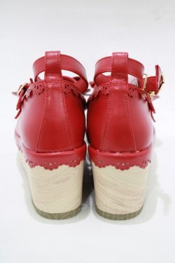 画像3: axes femme kawaii / スカラップ木底風シューズ S(22.5cm) レッド H-25-12-20-078-AX-SH-NS-ZH