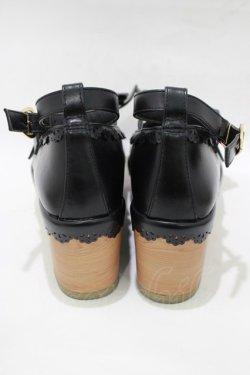 画像3: axes femme kawaii / スカラップ木底風シューズ S(22.5cm) ブラック H-25-12-20-080-AX-SH-NS-ZH