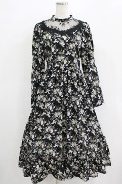 画像1: Kurumi Collaboration / KRハナジゴスリーブワンピース M ブラック H-25-12-20-017-GO-OP-NS-ZH