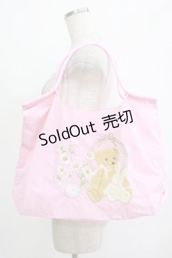 画像1: m petit by misako / くま刺繍ショッピングバッグ  ピンク H-25-12-21-005-LO-ZA-NS-ZH