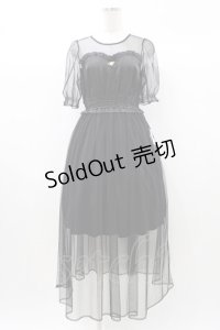 Ank Rouge / ドットチュールワンピース M ブラック H-25-12-21-1039-CA-OP-NS-ZH