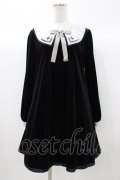 Amavel / クロス刺繍衿Aラインワンピース Free ブラック/ベロア H-25-12-21-1040-CA-OP-NS-ZH