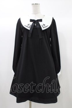 画像1: Amavel / クロス刺繍衿Aラインワンピース Free ブラック H-25-12-21-1041-CA-OP-NS-ZH