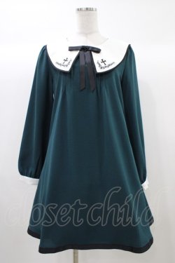 画像1: Amavel / クロス刺繍衿Aラインワンピース Free グリーン H-25-12-21-1042-CA-OP-NS-ZH