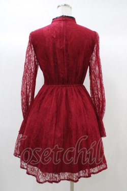 画像2: Ank Rouge / レースチャイナワンピース M レッド H-25-12-21-1049-CA-OP-NS-ZH