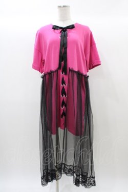 画像1: Ank Rouge / チュール重ねBIG Tee M ピンク H-25-12-21-1052-CA-OP-NS-ZH