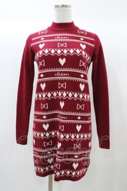 画像1: michellMacaron / ニットワンピース XS レッド H-25-12-21-1053-0-OP-NS-ZH