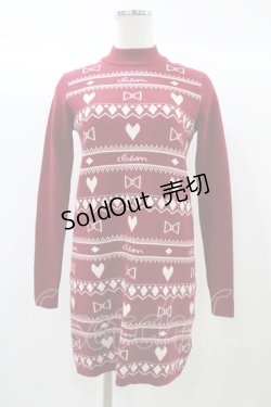 画像1: michellMacaron / ニットワンピース XS レッド H-25-12-21-1053-0-OP-NS-ZH