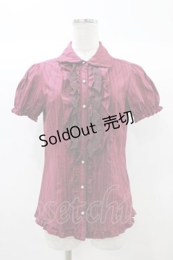 画像1: axes femme / レジメンタルストライプブラウス M ワイン H-25-12-21-1054-AX-BL-NS-ZH