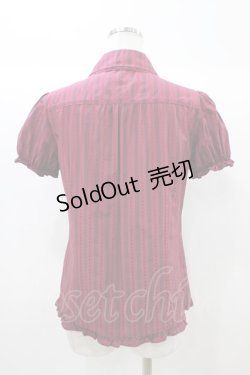 画像2: axes femme / レジメンタルストライプブラウス M ワイン H-25-12-21-1054-AX-BL-NS-ZH