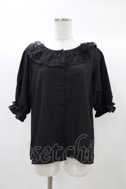 画像1: m petit by misako / MSKデシンレースエリブラウス M ブラック H-25-12-21-1057-LO-BL-NS-ZH