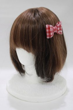 画像1: BABY,THE STARS SHINE BRIGHT / ギンガムリボンバレッタ  レッド H-25-12-21-076-BA-AC-NS-ZH