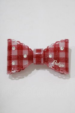 画像2: BABY,THE STARS SHINE BRIGHT / ギンガムリボンバレッタ  レッド H-25-12-21-076-BA-AC-NS-ZH