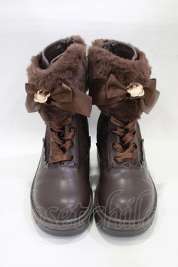 画像1: m petit by misako / ファー付きブーツ M/23cm〜23.5cm ブラウン H-25-12-21-013-LO-SH-NS-ZH