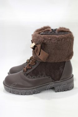 画像2: m petit by misako / ファー付きブーツ M/23cm〜23.5cm ブラウン H-25-12-21-013-LO-SH-NS-ZH