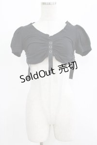 alice auaa / ギャザー＆リブショートカットソー  ブラック H-25-12-22-030-AA-TO-KB-ZH