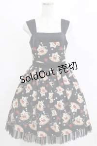 abilletage / シュガーカップ柄ジャンパースカート  ブラック H-25-12-22-003-GO-OP-KB-ZH