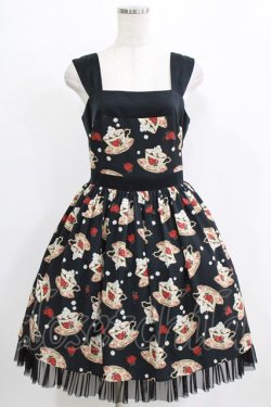 画像1: abilletage / シュガーカップ柄ジャンパースカート  ブラック H-25-12-22-003-GO-OP-KB-ZH