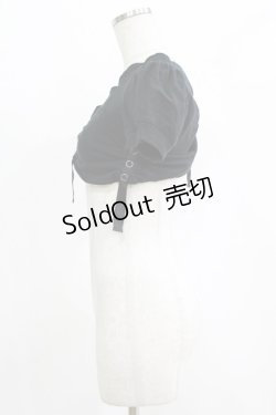 画像2: alice auaa / ギャザー＆リブショートカットソー  ブラック H-25-12-22-030-AA-TO-KB-ZH