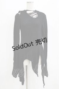 alice auaa / コットンニットダメージカットソー  ブラック H-25-12-22-031-AA-TO-KB-ZH