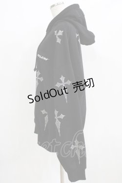 画像2: REFLEM / クロス総柄ラインストーンZIPパーカー  ブラック H-25-12-22-035-PU-TO-KB-ZH