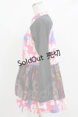 画像2: MINT NeKO / チュール重ねチュニックシャツ  黒×ピンク H-25-12-22-039-HN-BL-KB-ZH