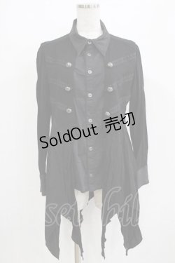 画像1: ALGONQUINS / レイヤード風切替シャツ  ブラック H-25-12-22-040-AL-BL-KB-ZH