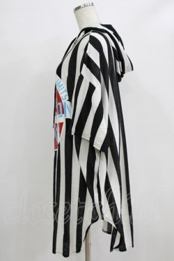 画像2: HELL CAT PUNKS / 半袖BIGプルパーカー  黒×白 H-25-12-22-041-PU-TO-KB-ZH