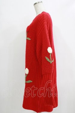 画像2: Candy Stripper / TULIP LOVER KNIT ONE-PIECE  RED H-25-12-22-046-PU-OP-KB-ZH