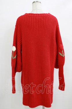 画像3: Candy Stripper / TULIP LOVER KNIT ONE-PIECE  RED H-25-12-22-046-PU-OP-KB-ZH