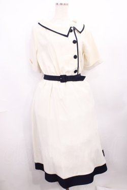 画像1: Fi.n.t / サイド衿バイカラーワンピース Free OFF WHITE/NAVY H-25-12-22-1007-CA-OP-NS-ZH