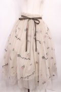 an another angelus / フラワーロゴ刺繍チュールスカート Free PINK BEIGE H-25-12-22-1010-CA-SK-NS-ZH