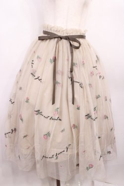 画像1: an another angelus / フラワーロゴ刺繍チュールスカート Free PINK BEIGE H-25-12-22-1010-CA-SK-NS-ZH
