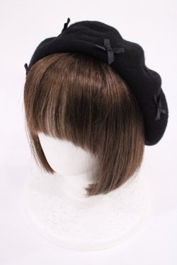 画像1: m petit by misako / サンリオキャラクターズコラボ クロミ ベレー  ブラック H-25-12-22-1033-LO-AC-NS-ZH