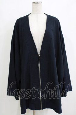 画像1: gouk / フロントZIPロング羽織  紺 H-25-12-22-049-GO-TO-KB-ZH